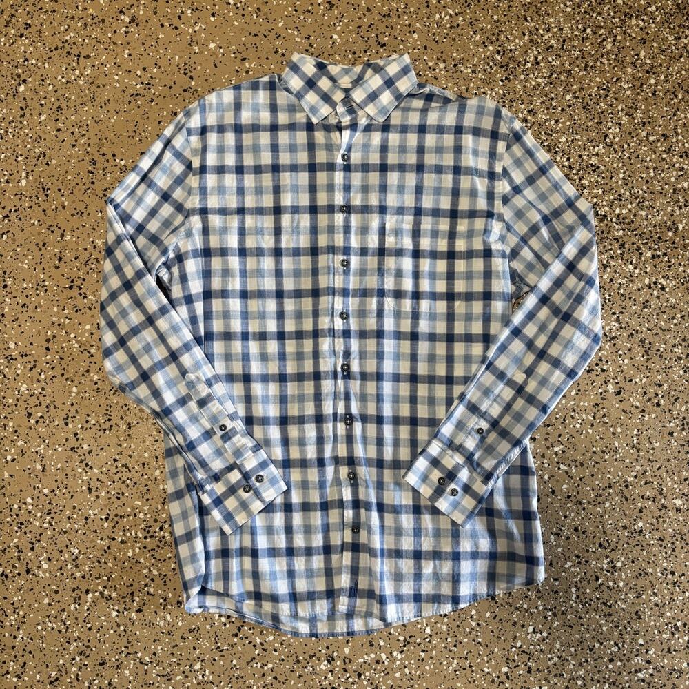 Johnnie O Top Shelf Flannel Button Up Shirt Mens Large Royal Blue Plaid Benedict